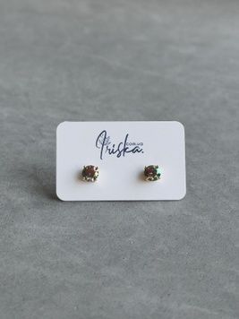 Сережки гвіздочки з зеленими вставками S396 - 1 - iriska.com.ua