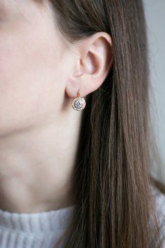 Сережки з медичного золота з камінчиком S666 - 1 - iriska.com.ua