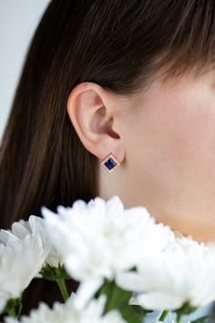 Сережки з синіми камінчиками S128 S128 - 1 - iriska.com.ua