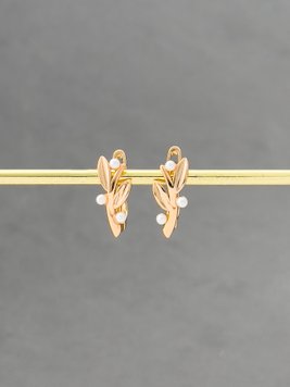 Сережки Гілочки з перлинками S184 фото