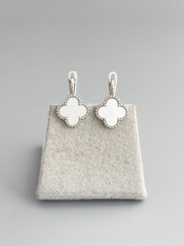 Сережки конюшинки в білому золоті S1199 - 1 - iriska.com.ua
