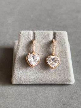 Сережки-гвіздочки з камінчиком серденьком S667 - 1 - iriska.com.ua