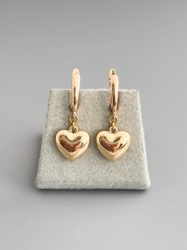 Сережки підвіски з серденьком в золоті S1162 - 1 - iriska.com.ua