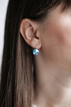 Сережки з камінчиком Сваровські хамелеони S673 - 1 - iriska.com.ua