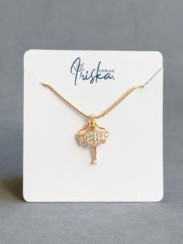 Золота підвіска з камінчиками Балерина P14750 - 1 - iriska.com.ua