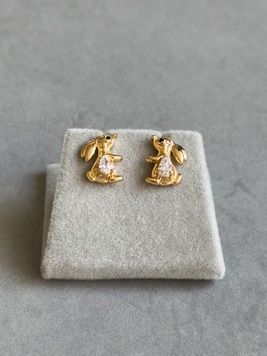 Сережки-цвяшки зайчики з медичного золота S812 - 1 - iriska.com.ua