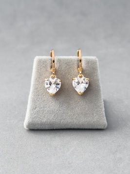 Сережки підвіски з медичного золота Сердечка S268 - 1 - iriska.com.ua