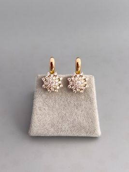 Сережки квітка з камінчиків S298 - 1 - iriska.com.ua