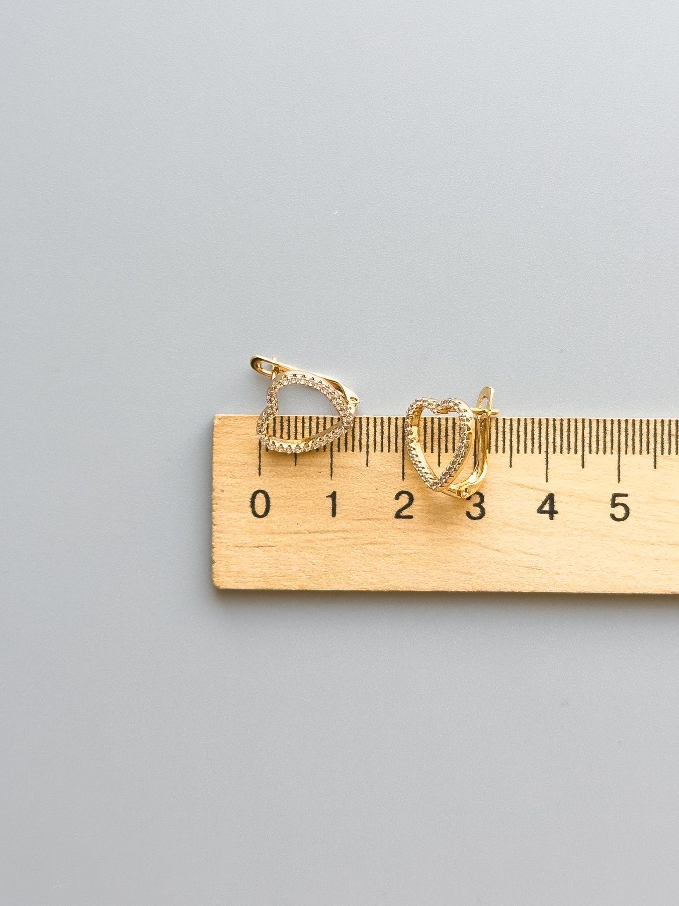 Сережки серденька в камінчиках  S1208 - 2 - iriska.com.ua