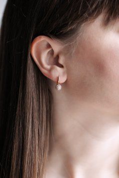 Сережки з кулькою в камінчиках S676 - 1 - iriska.com.ua