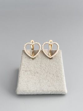 Сережки серденька в камінчиках  S1208 - 1 - iriska.com.ua